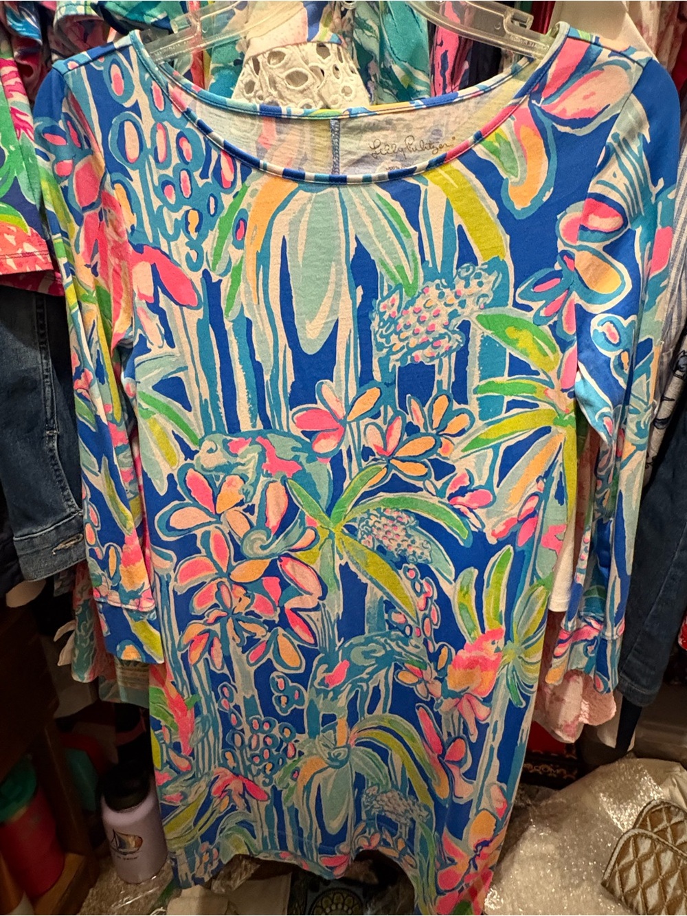 Lilly Pulitzer Blue Floral Print Dress small